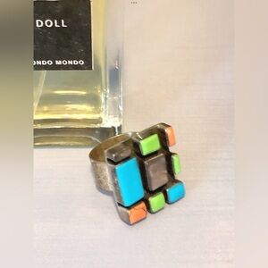 Southwestern Navajo Signed Native Stone 925 Silver Ring